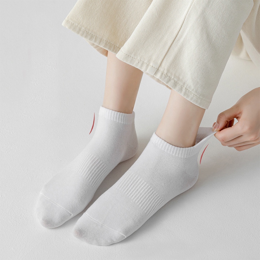 Vớ Cotton Cổ Thấp Mềm Mại Chống Trượt Thoáng Khí Thoải Mái Họa Tiết Kẻ Sọc Dành Cho Nam Nữ / Trường Trung Học