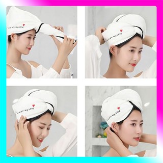 Mũ quấn ủ tóc nhanh khô thấm hút cute tặng kèm túi zip