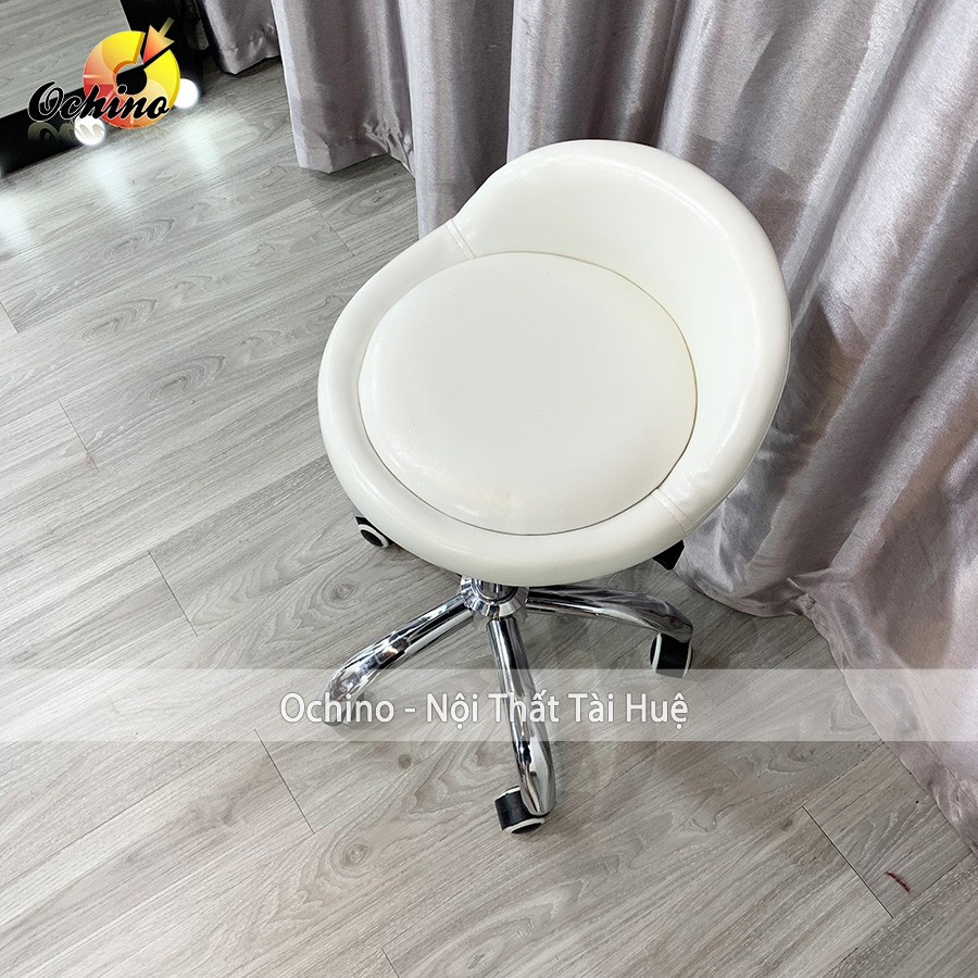 Ghế Xoay Trang Điểm, Ghế Spa Phun Săm Mặt Nhỏ Bọc Da Cao Cấp Xoay 360 Độ Và Nâng Cao 40-55Cm ( Hình Thật Shop Chụp)