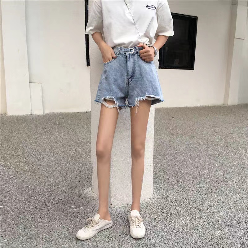 Quần Short Denim Cạp Cao Gợi Cảm Mùa Hè Hàn Quốc Mới Cho Nữ