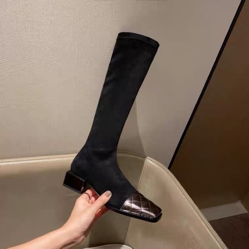 Boots đùi da lộn mũi vuông 4cm hot 2022( sẵn hàng)