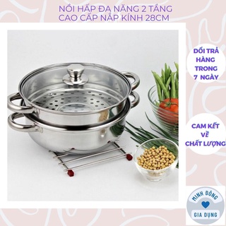 Nồi hấp 2 tầng kèm xửng hấp chất liệu inox không gỉ đa năng tiện lợi size 28cm