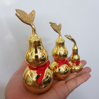  Hồ lô trơn phong thuỷ đáy bát quái chất liệu bằng đồng vàng cao cấp MS09 