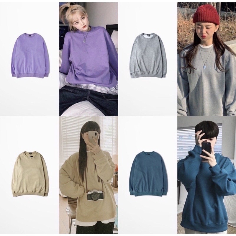 ÁO NỈ TRƠN SWEATER UNISEX NELLY HEYBIG NỈ LÓT LÔNG SIÊU ẤM