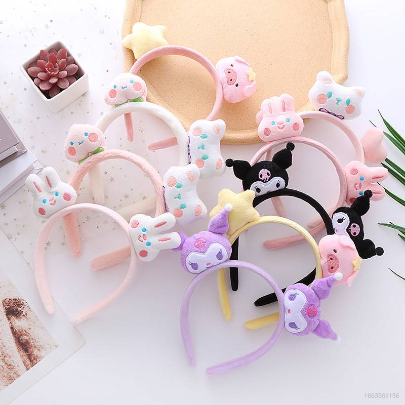 Ag Kuromi Băng Đô Cài Tóc / Rửa Mặt / Trang Trí Hình Gấu / Thỏ Nhồi Bông Dễ Thương