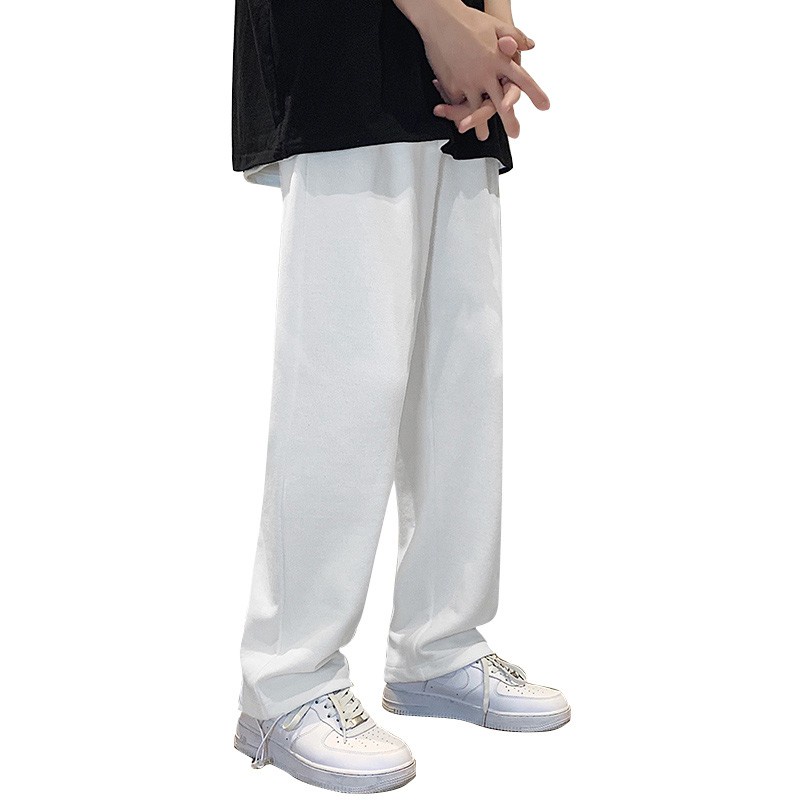 □☞۞Quần thun đen ống rộng nam PHong cách hàn quốc thể thao - vải co giãn tốt
