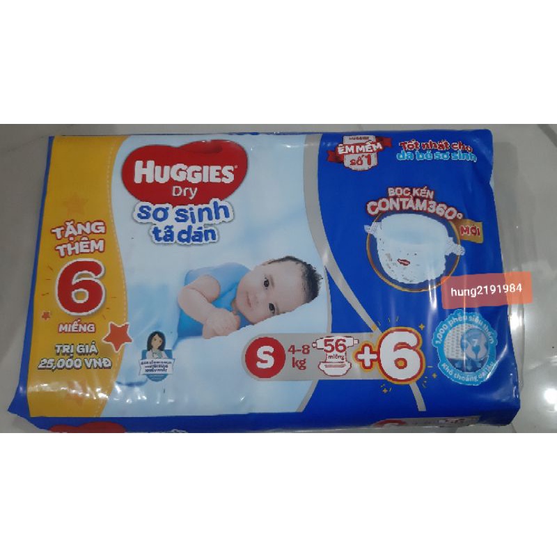 Tã dán Huggies size S56 tặng 6 miếng (cho bé từ 4_8kg)