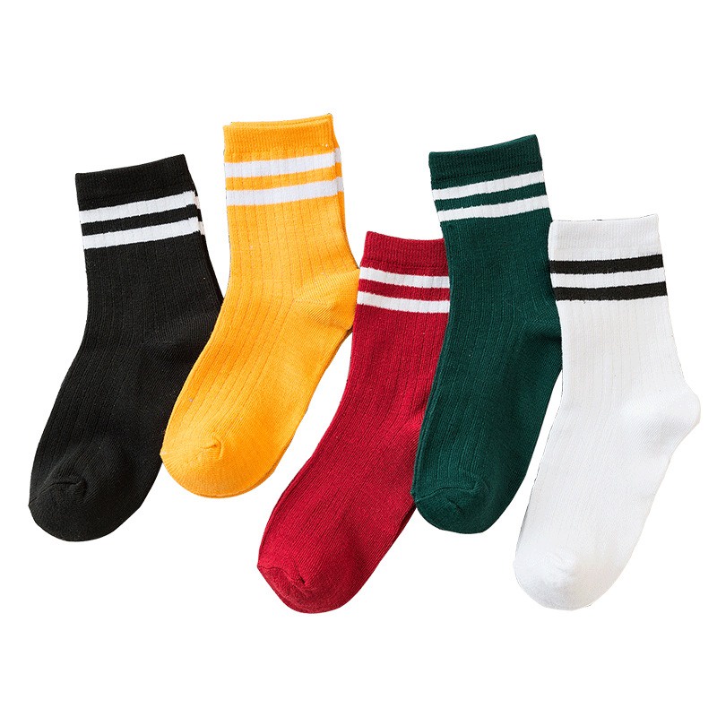 Vớ Thời Trang Nữ Lai Sọc Nhiều Màu Sắc Hot Trend Năm 2021 - Tất Nữ Cổ Cao Cotton Thoáng Mát Dành Cho Nữ