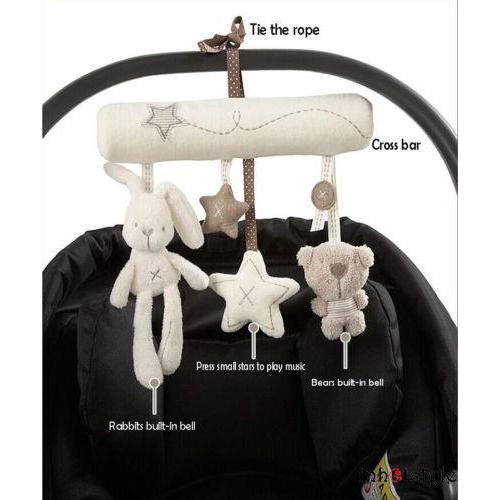 LA.-Baby-car Rabbit Bear Star Music Hanging Crib Stroller Bed Bell Hanger Plush