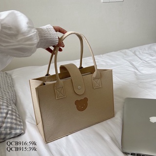  Túi xách chất liệu nỉ xốp gấu vuông LỚN đi biển đi học ,đi chơi tiện dụng CHIBEST QCB916 