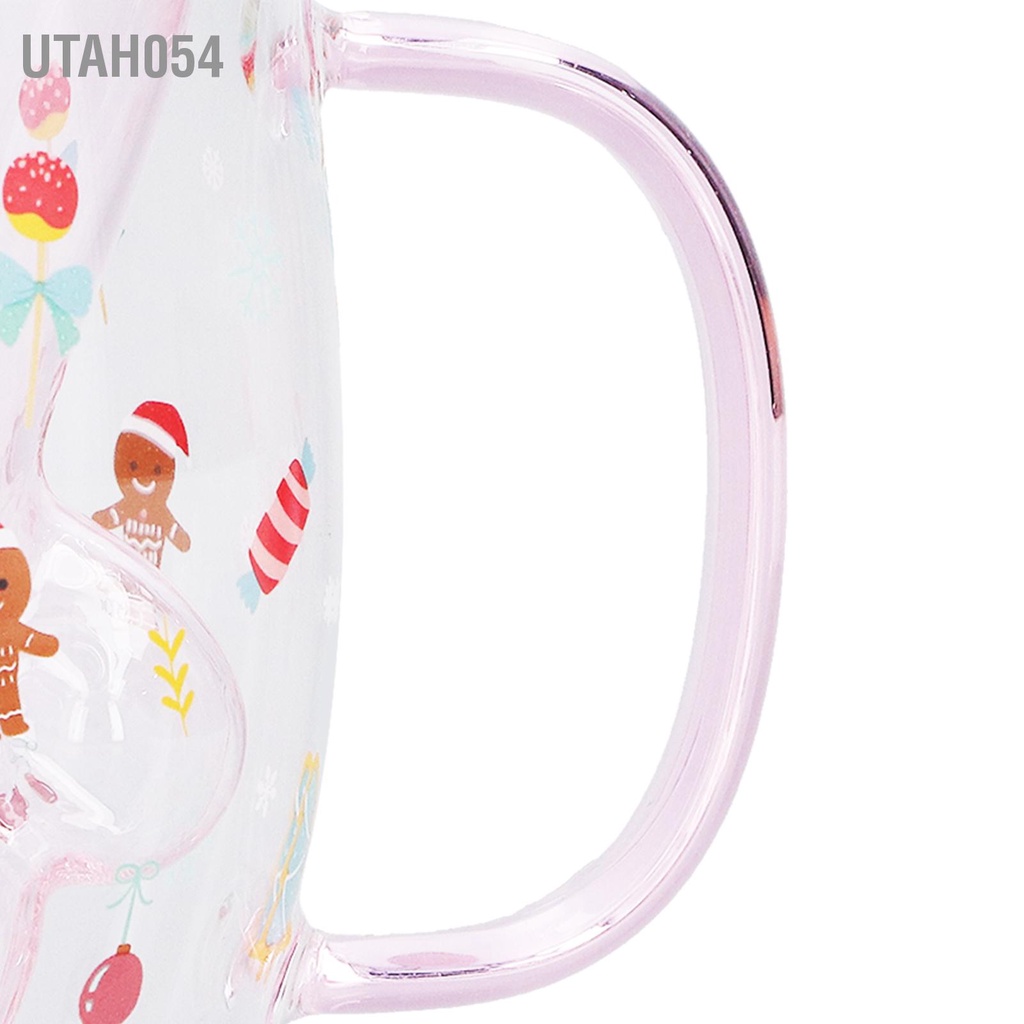 Utah054 Double Wall Cat Coffee Mugs Borosilicate Glass Dễ thương Paw Cup Cốc sữa Giáng sinh 250ml