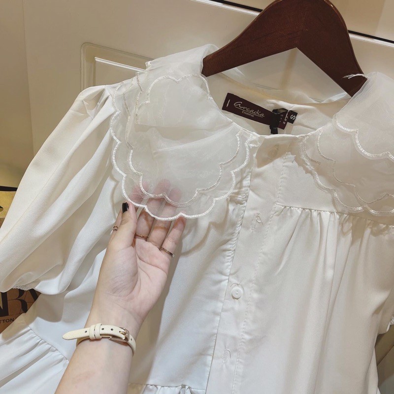 Vây babbydoll cổ ren trắng | BigBuy360 - bigbuy360.vn