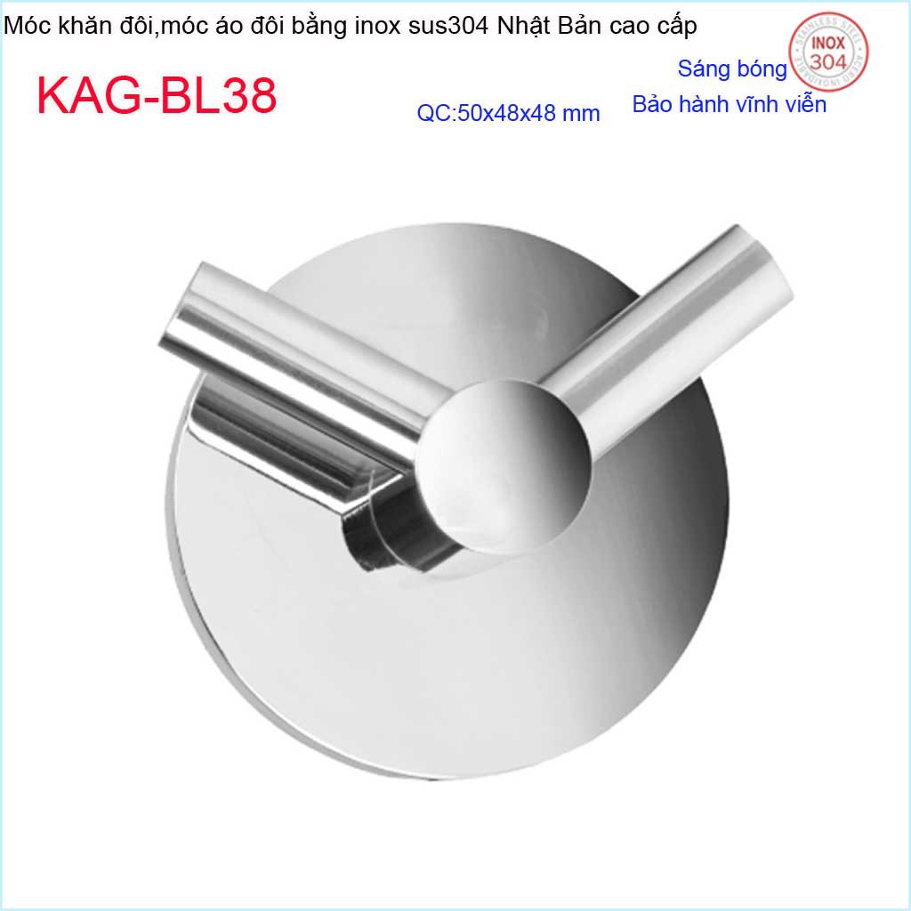 Móc 2 Inox Kace KAG-BL38 ,móc khăn SUS304 Nhật Bản inox dập khuôn sang trọng thiết kế tinh tế đến từng chi tiết