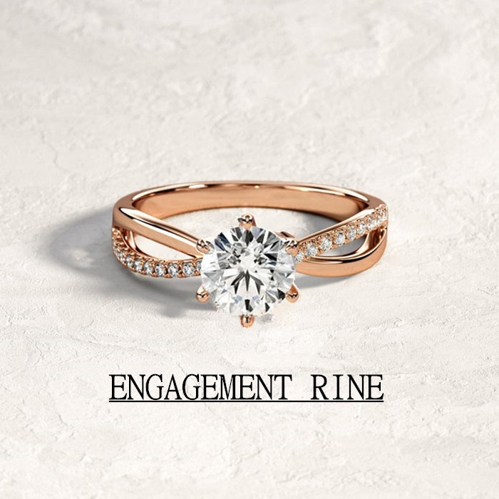 Nhẫn Đính Hôn 1 Carat Moissanite Và 0.13ct Vàng Trắng 14K Đính Kim Cương Tự Nhiên