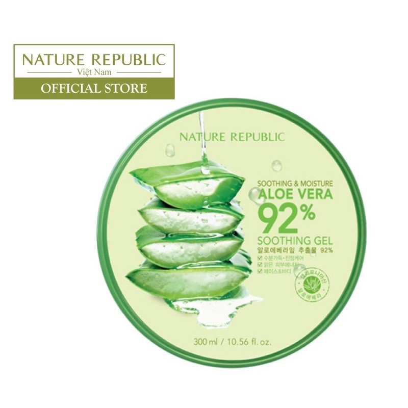 Gel lô hội dưỡng đa năng NATURE REPUBLIC Soothing &amp; Moisture Aloe Vera 92% Soothing Gel 300ml