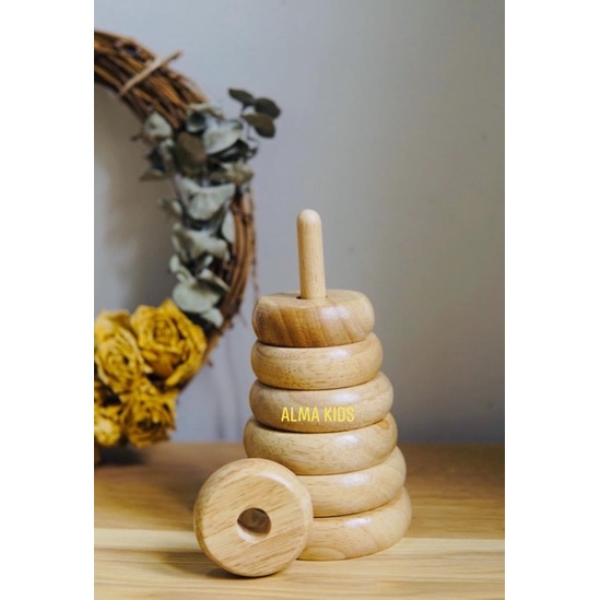 Tháp Xếp Chồng Gỗ Cho Bé Ring Stacker Đồ Chơi Montessori
