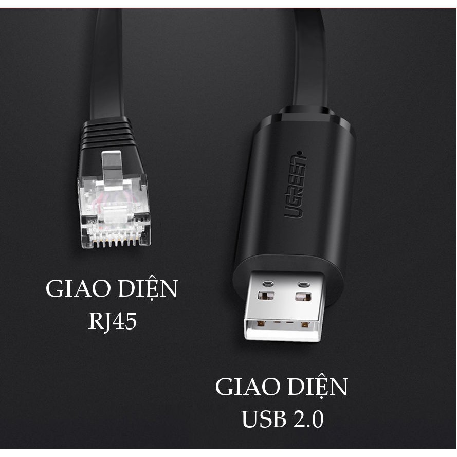 Dây cáp USB 2.0 sang RJ45 FTDI UGREEN CM204 50773 60813 (chuẩn 8 pin)