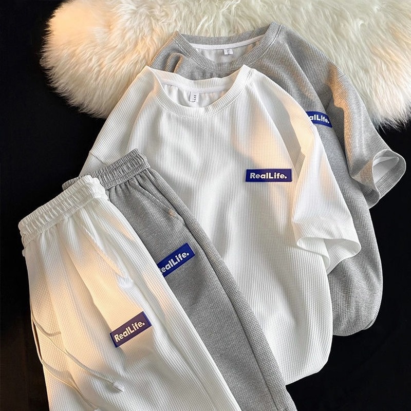 Set Áo Thun Ngắn Tay Form Rộng Và Quần Short Plus Size Thời Trang Xu Hướng Mùa Hè Cho Cặp Đôi