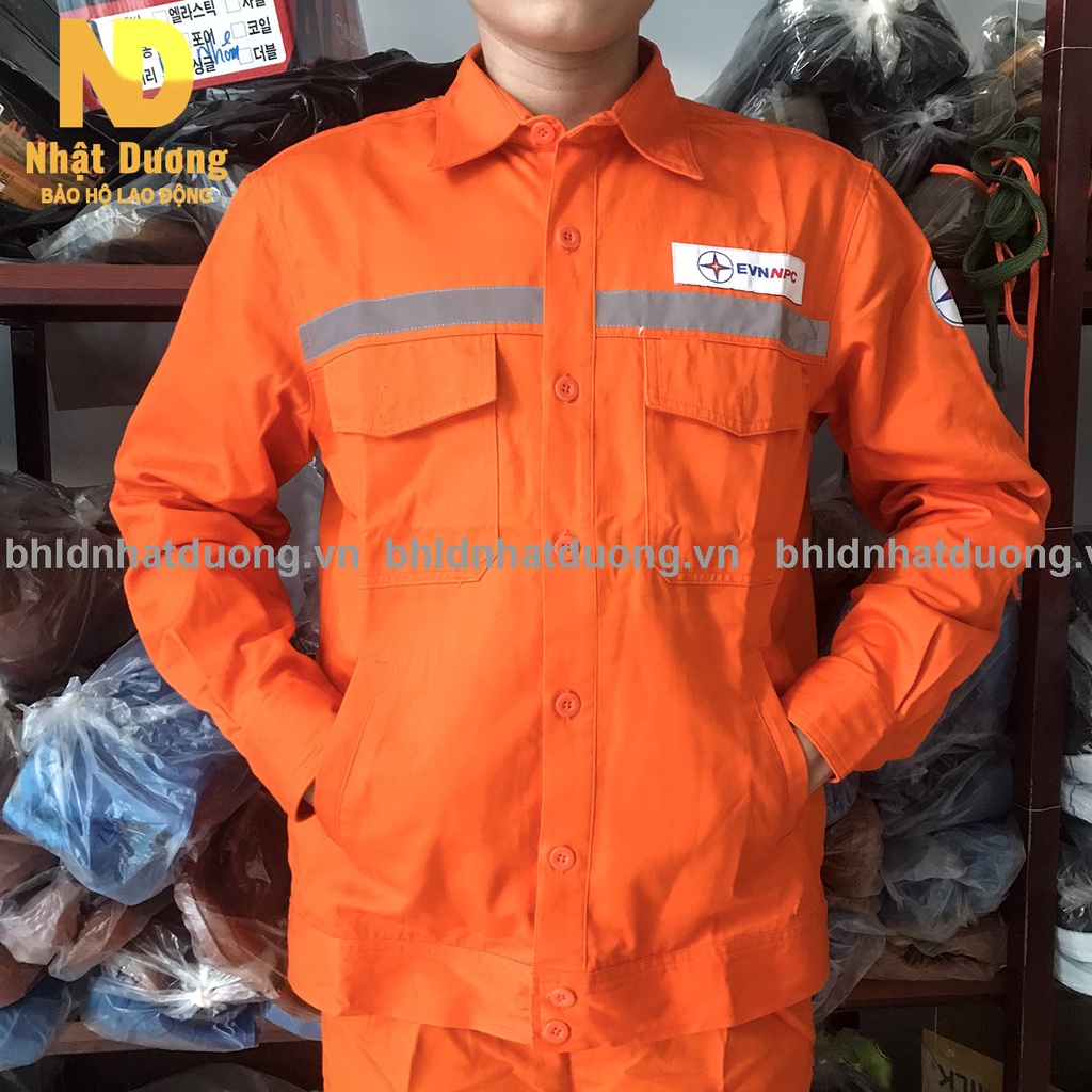 Quần áo bảo hộ lao động ngành điện lực miền bắc, áo phản quang, quần túi hộp - Full size