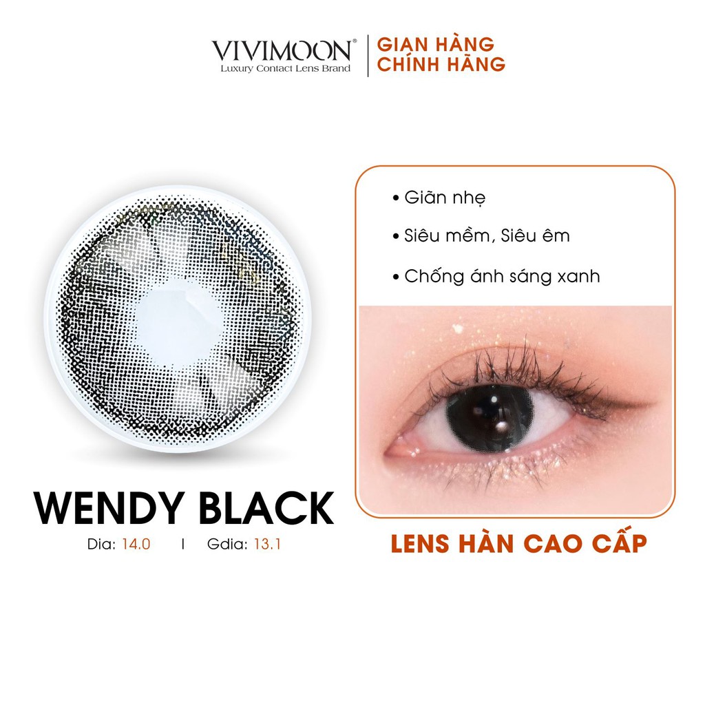 Lens cận đen tự nhiên Hàn Quốc VIVIMOON Wendy Black 13.1 mm