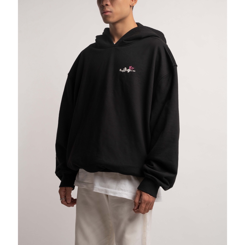 Áo Hoodie POPPOP FALLING OVERSIZE CROP/ BLACK