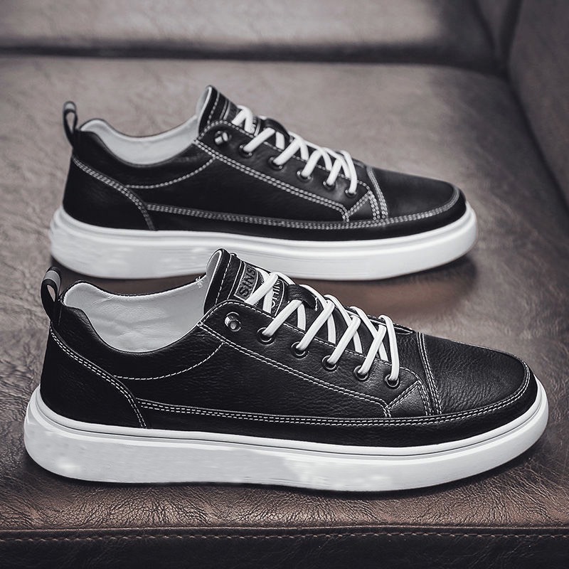Giày sneaker nam SINSOUU 2 màu đen và trắng trơn Hottrend 2022