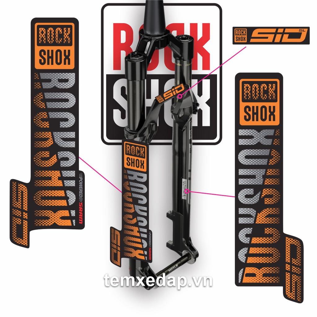 ❖☬Tem decal dán phuộc xe đạp địa hình Rockshox SID 2019 | MTB Fork Temxedap.vn