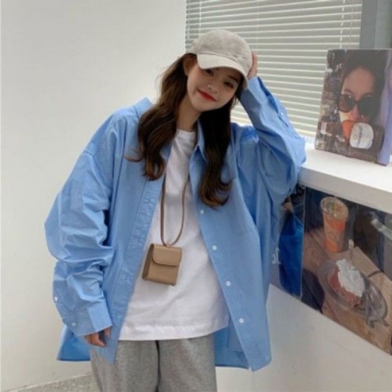 ANTUSON Áo khoác sơ mi dáng rộng thời trang xuân thu phong cách retro cho nữ