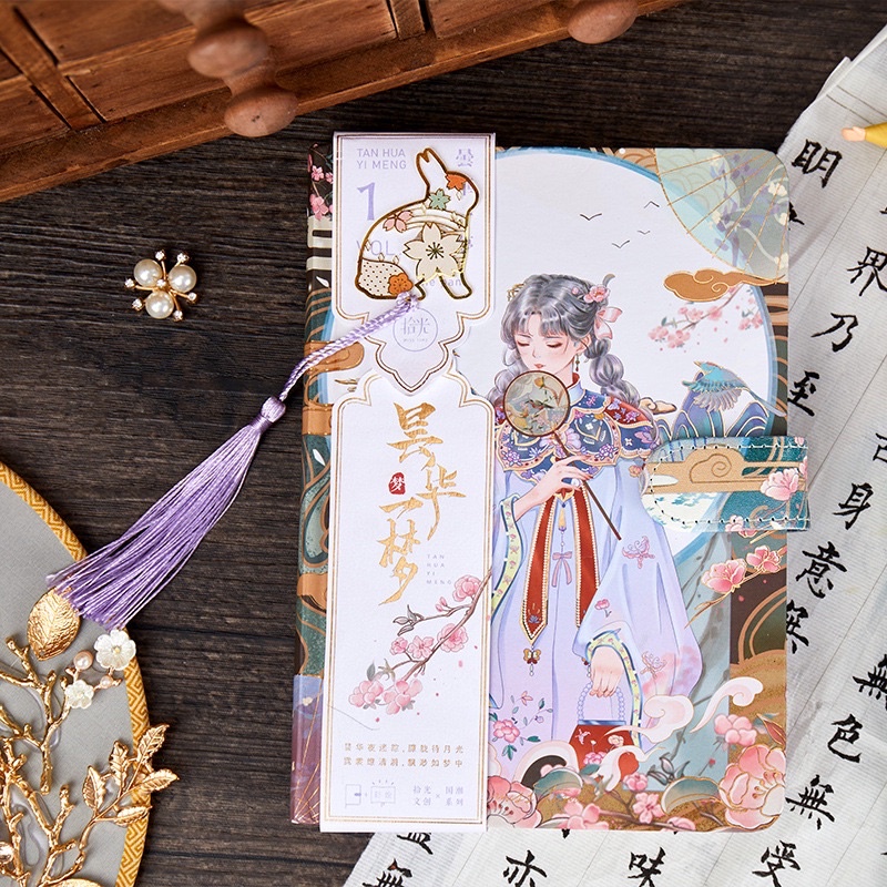 Sổ A5 khoá từ, kèm tranh 3D cổ trang