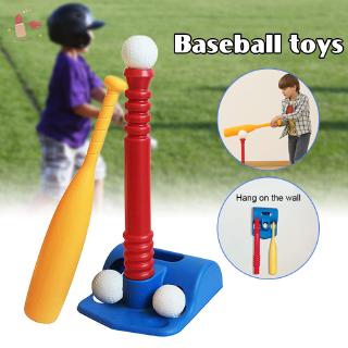T-Ball Set for Toddlers Kids Baseball Tee Game Toy Set Includes 2 Balls Adjustable T Height Improves Batting Skills