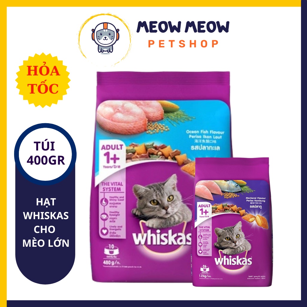 Hạt cho mèo Whiskas dành cho mèo lớn | Túi 400gr.
