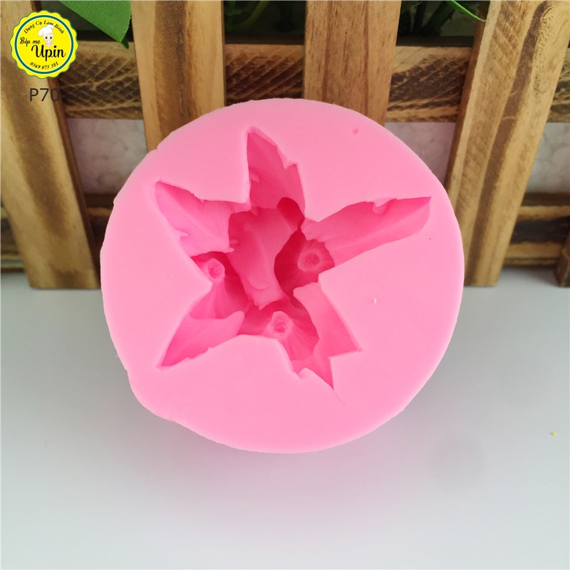 Khuôn silicon hoa bìm bìm khuôn 4 bông hoa và lá/ hoa rau muống