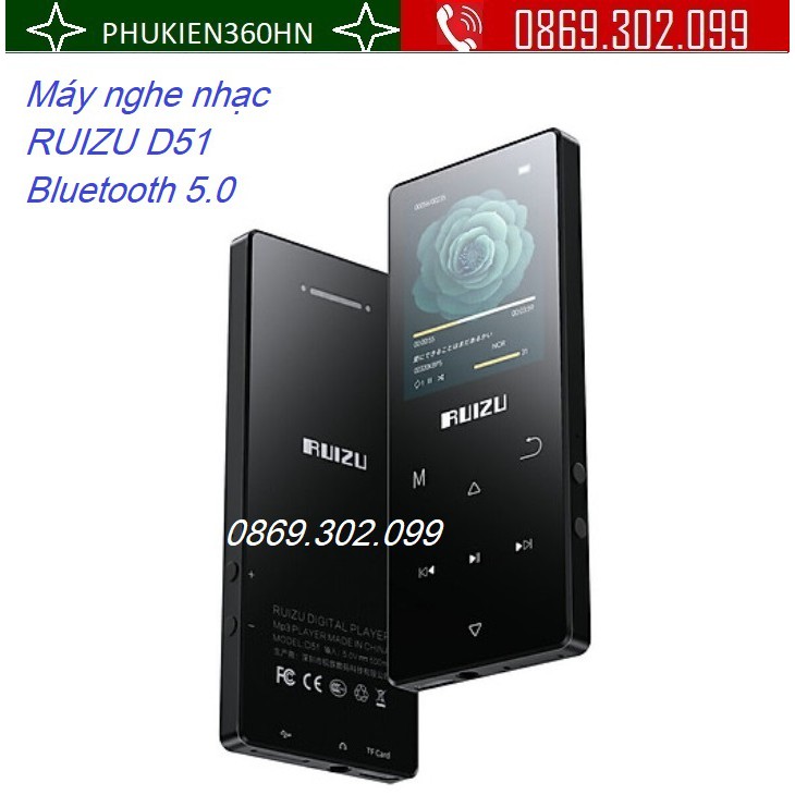 Máy nghe nhạc RUIZU D51 Bluetooth 5.0 Lossless Loa ngoài, Màn cong 1,5D