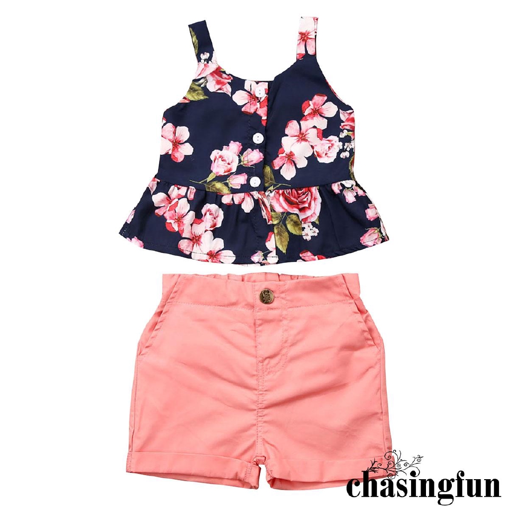 Set Áo Croptop + Quần Short Thời Trang Cho Bé Gái