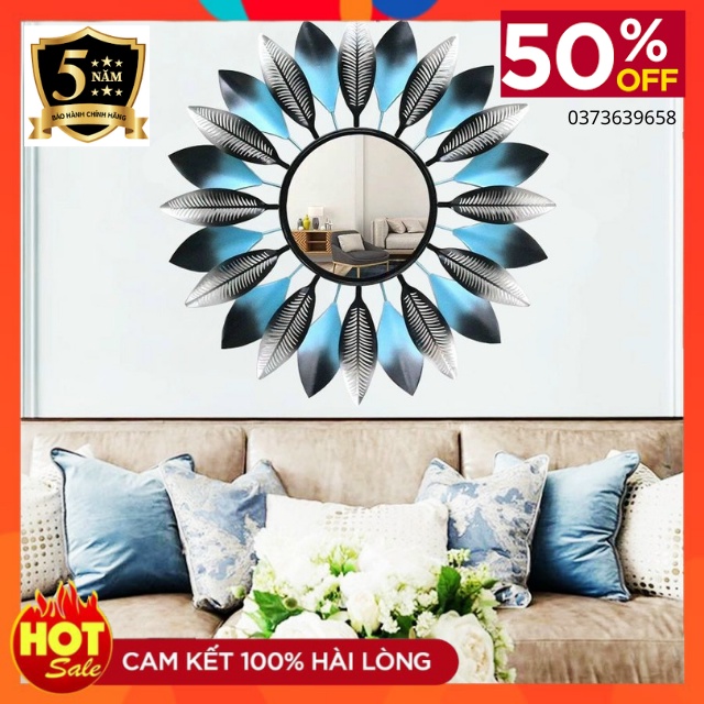 Gương Treo Tường Trang Trí Nhà Cửa Thân Kim Loại Mạ Vàng Mã 111-Gương Soi Phong Thủy -Decor Tường phong Cách Mới -kt 70c