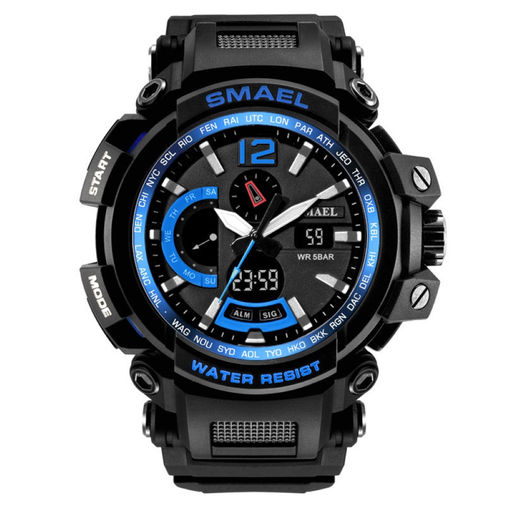 MACmk SMAEL Men Waterproof Quartz Electronic 2-display Luminous Sports Wrist Watch