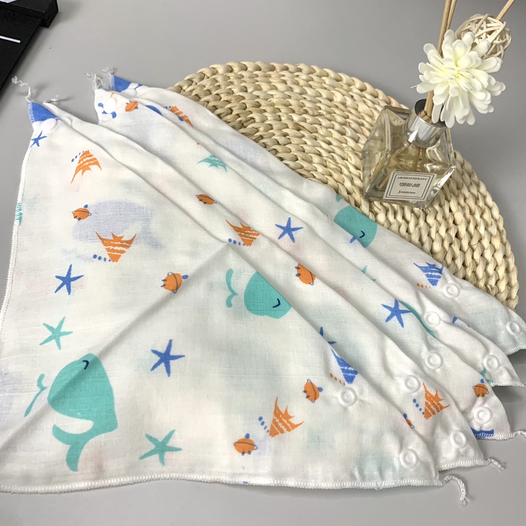 yếm ăn dặm cho bé, yếm tam giác cúc bấm in nhiều hình ngộ nghĩnh đang yêu - MAMI.ITIT