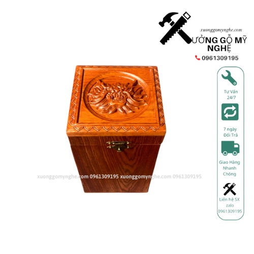 Hộp Trà Đầu Rồng Gỗ Hương Vân Cao Cấp