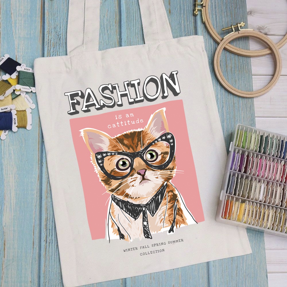 Túi vải túi Tote TEDDY ART - Mẫu 6 vải canvas dày đẹp cho nữ có khóa miệng đi học đi chơi. In hình theo yêu cầu