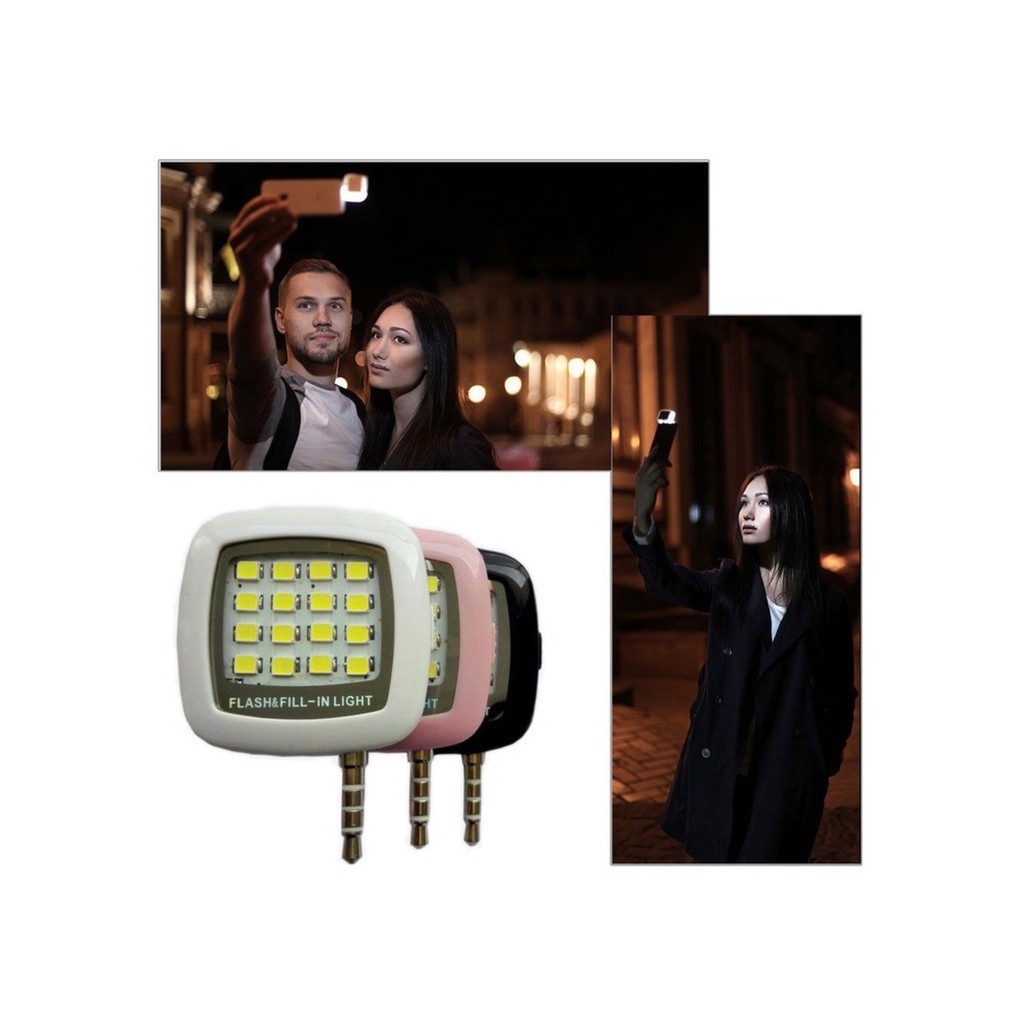 Đèn LED flash 16 bóng cực sáng hỗ trợ selfie - Cố định Jack 3.5