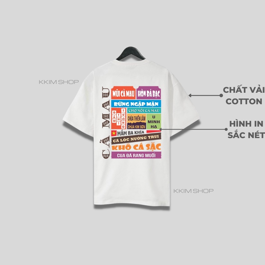 Áo thun tay lỡ CÀ MAU, Áo phông 63 tỉnh thành Form rộng oversize, chất liệu Cotton KKIMSHOP