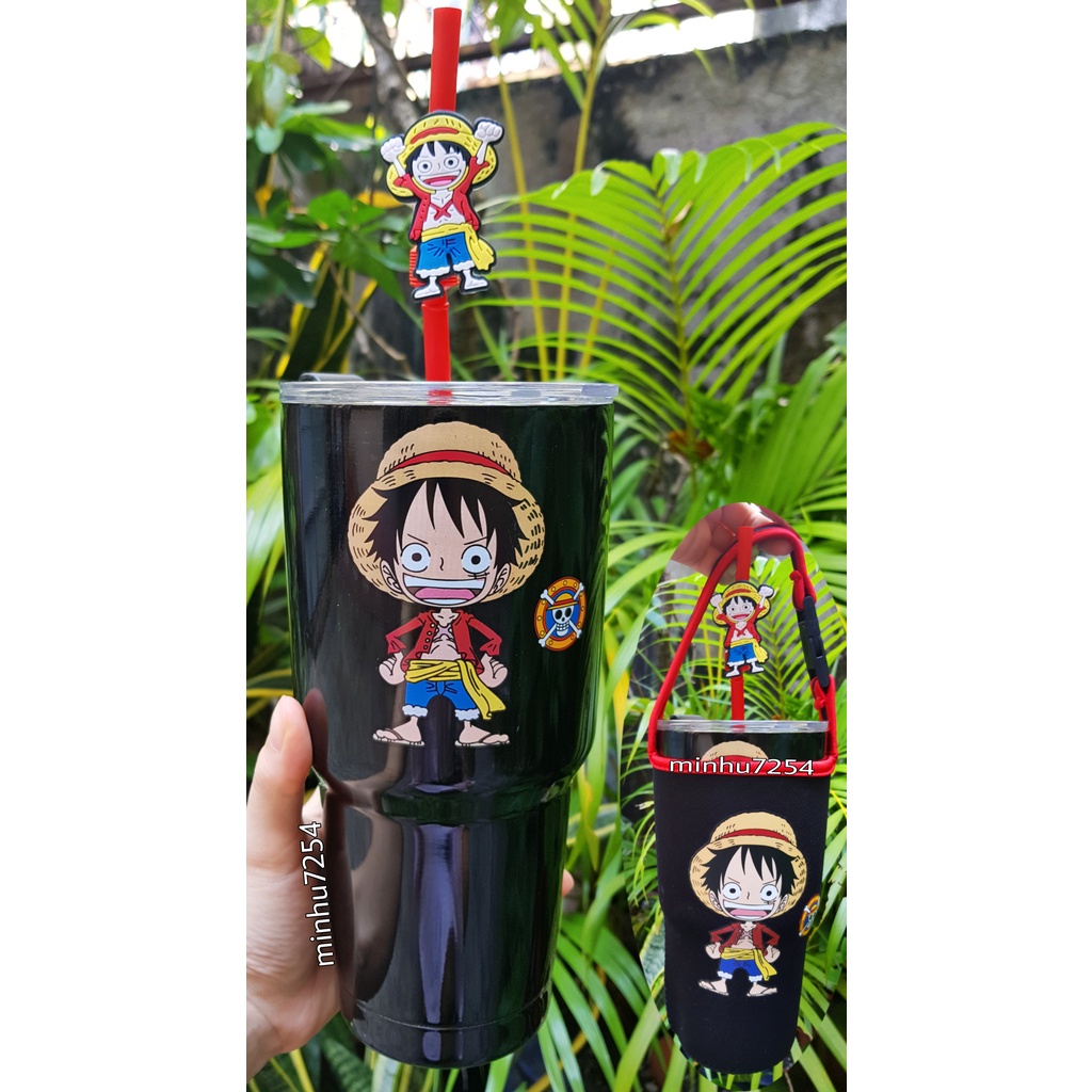 LY GIỮ NHIỆT LUFFY MŨ RƠM_ONE PIECE 900ML