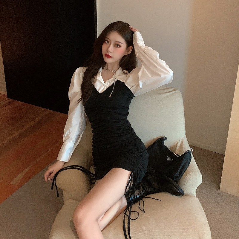 ( SẴN MẪU 2M ) Đầm dress nữ dự tiệc màu đen ulzzang AK1108