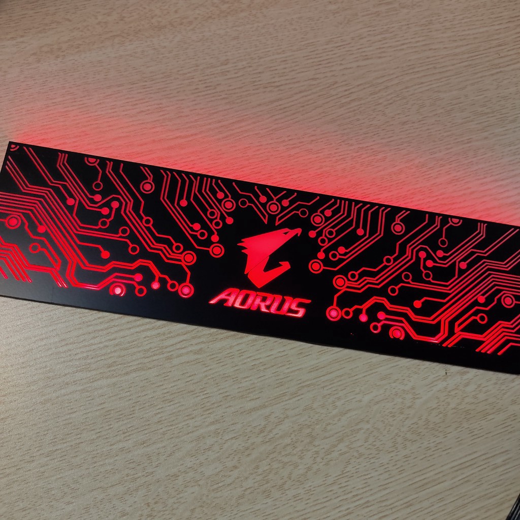 Tấm che nguồn PC Led RGB 5v ARGB logo Aorus, đồng bộ màu Hub Coolmoon, hình mạch điện vô cực Coolmoon giá tốt