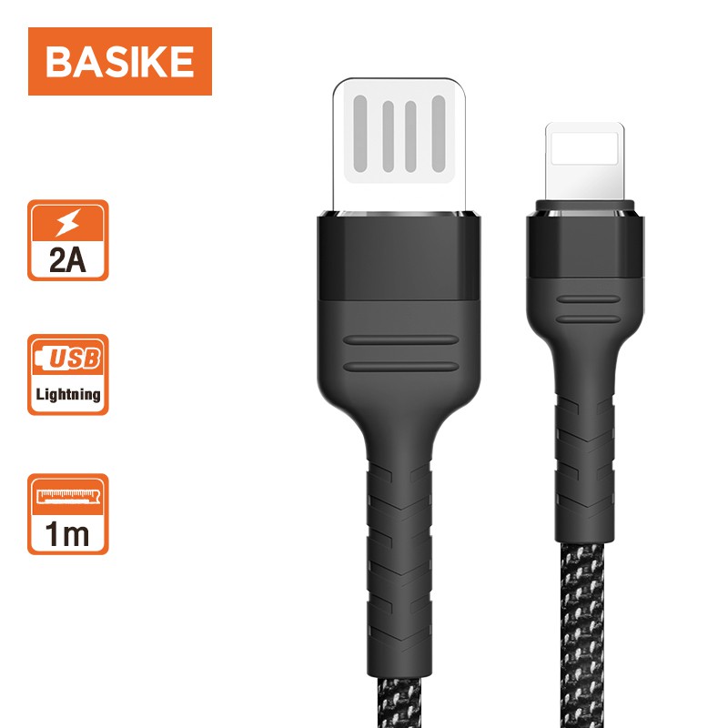 Dây Cáp Sạc BASIKE Truyền Dữ Liệu USB-A Sang Lightning/Micro-USB 2A Chất Lượng Cao