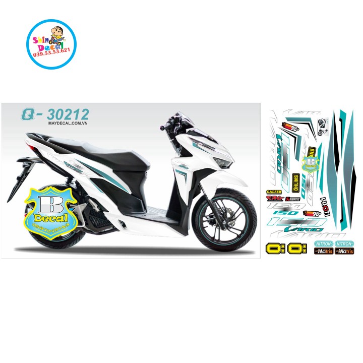 Tem xe vario 150 trắng xanh ngọc 30212