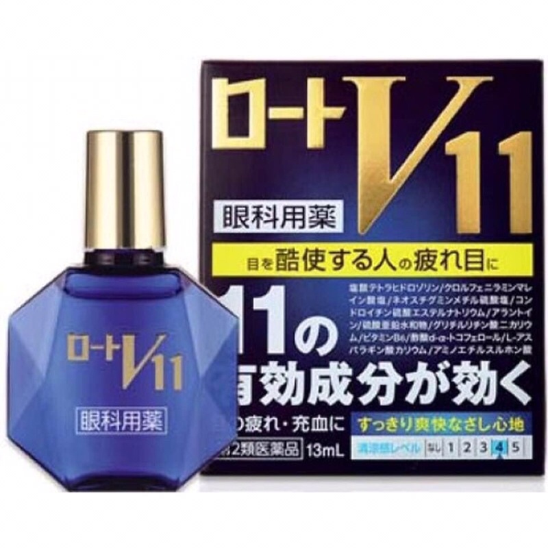 Nhỏ mắt cao cấp Rohto V11 13ml Nhật Bản cho người hay sử dụng máy tính, điện thoại