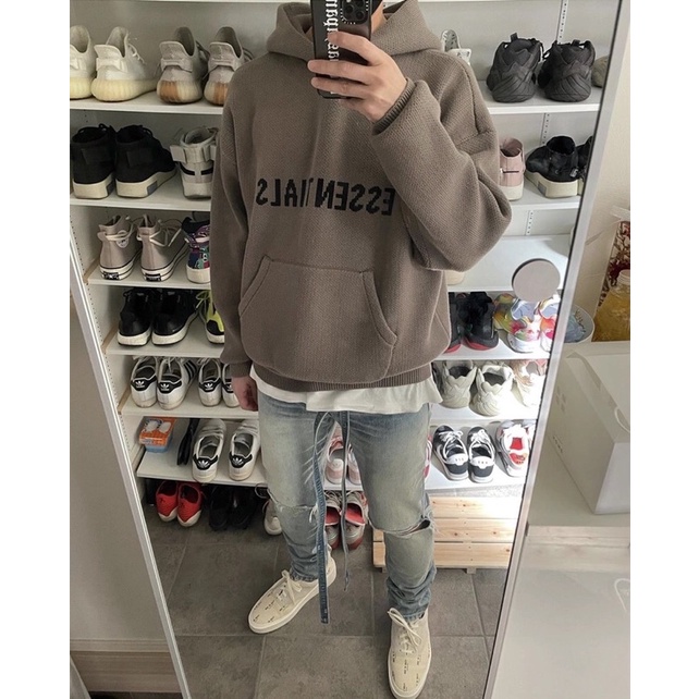 ⚜[Nguyên Bản] Áo hoodie len Fear of God Essentials Knit Taupe, Áo khoác có mũ FOG cao cấp form rộng oversize