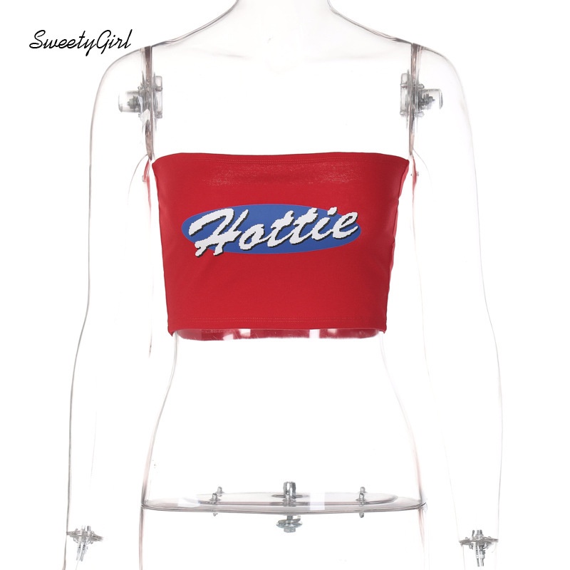 Áo Ống Không Tay In Chữ Màu Sắc Tương Phản Quyến Rũ Cho Nữ