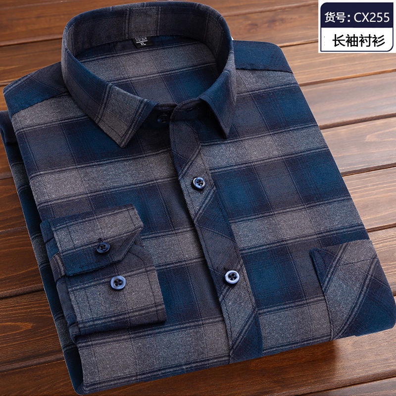 Plus Áo Sơ Mi cotton Tay Dài Thời Trang Xuân Thu Dành Cho Nam 1 inch